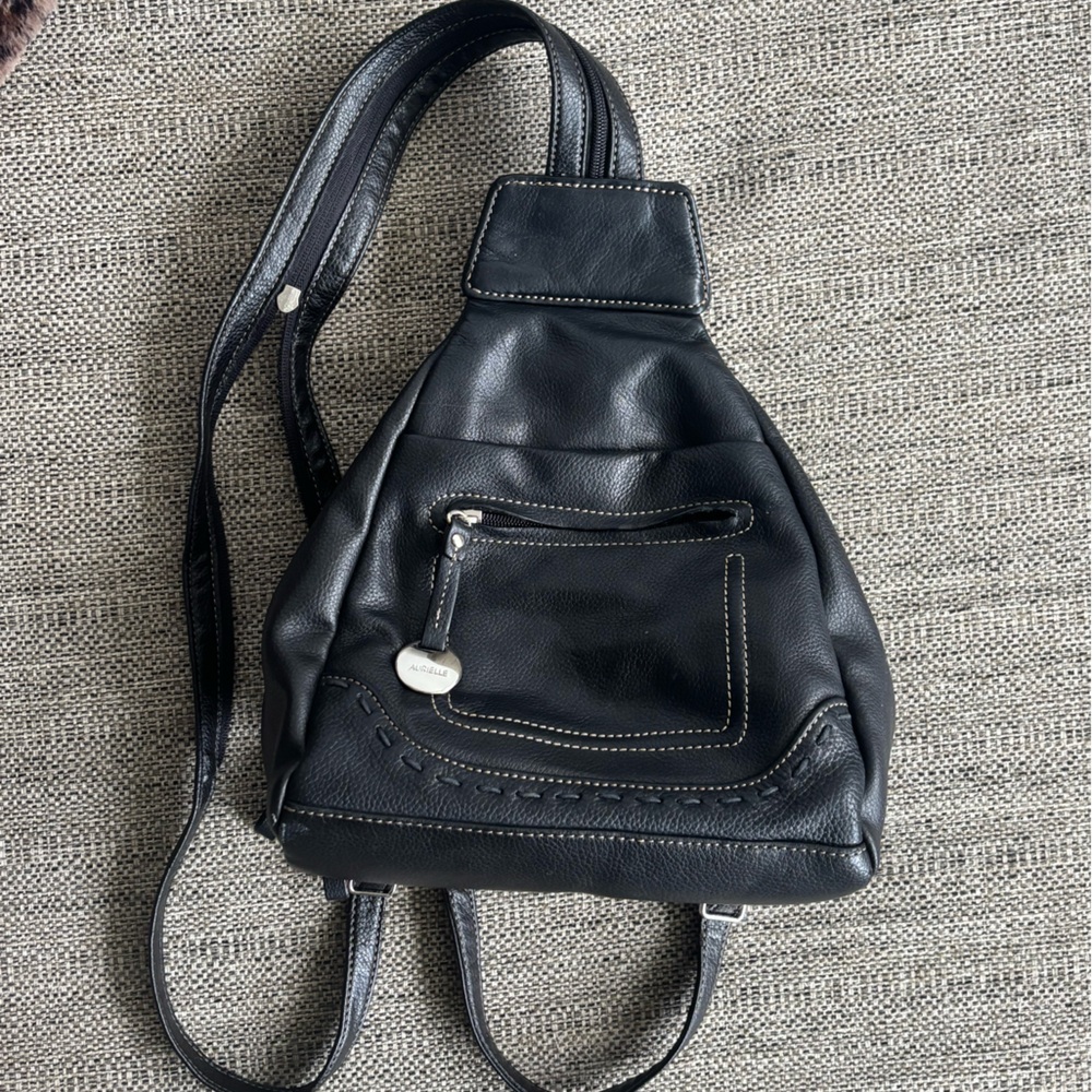 Aurielle Black Leather Backpack